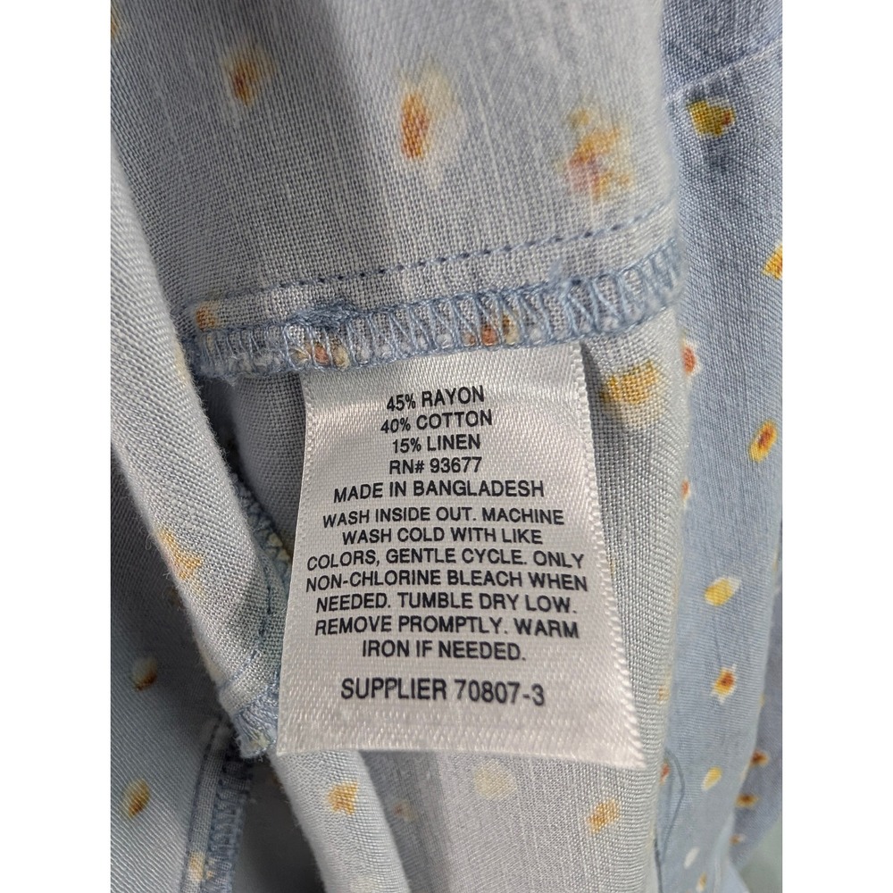 a.n.a Milkmaid dress Cotton Linen blend Blue Floral Square Neck Side Buttons XXL - Picture 8 of 9